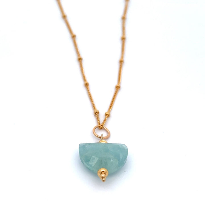 aegean - crescent aquamarine pendant necklace - valentshop.com