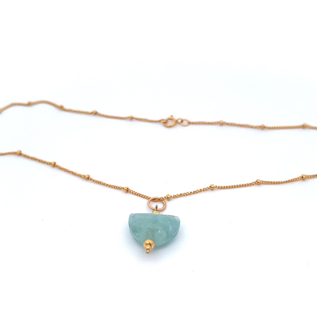 aegean - crescent aquamarine pendant necklace - valentshop.com