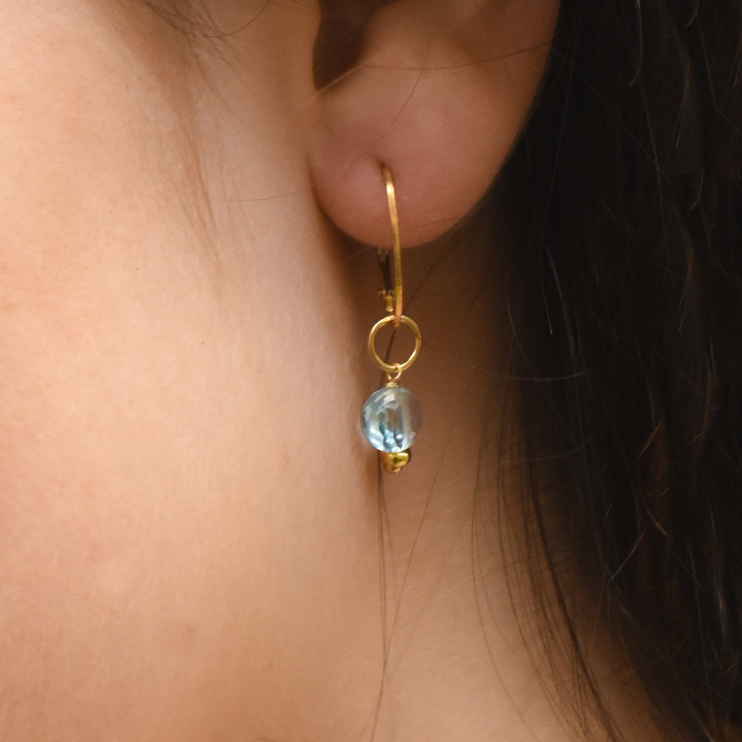 faceted birthstone coin charm - lever back earrings - valentshop.com