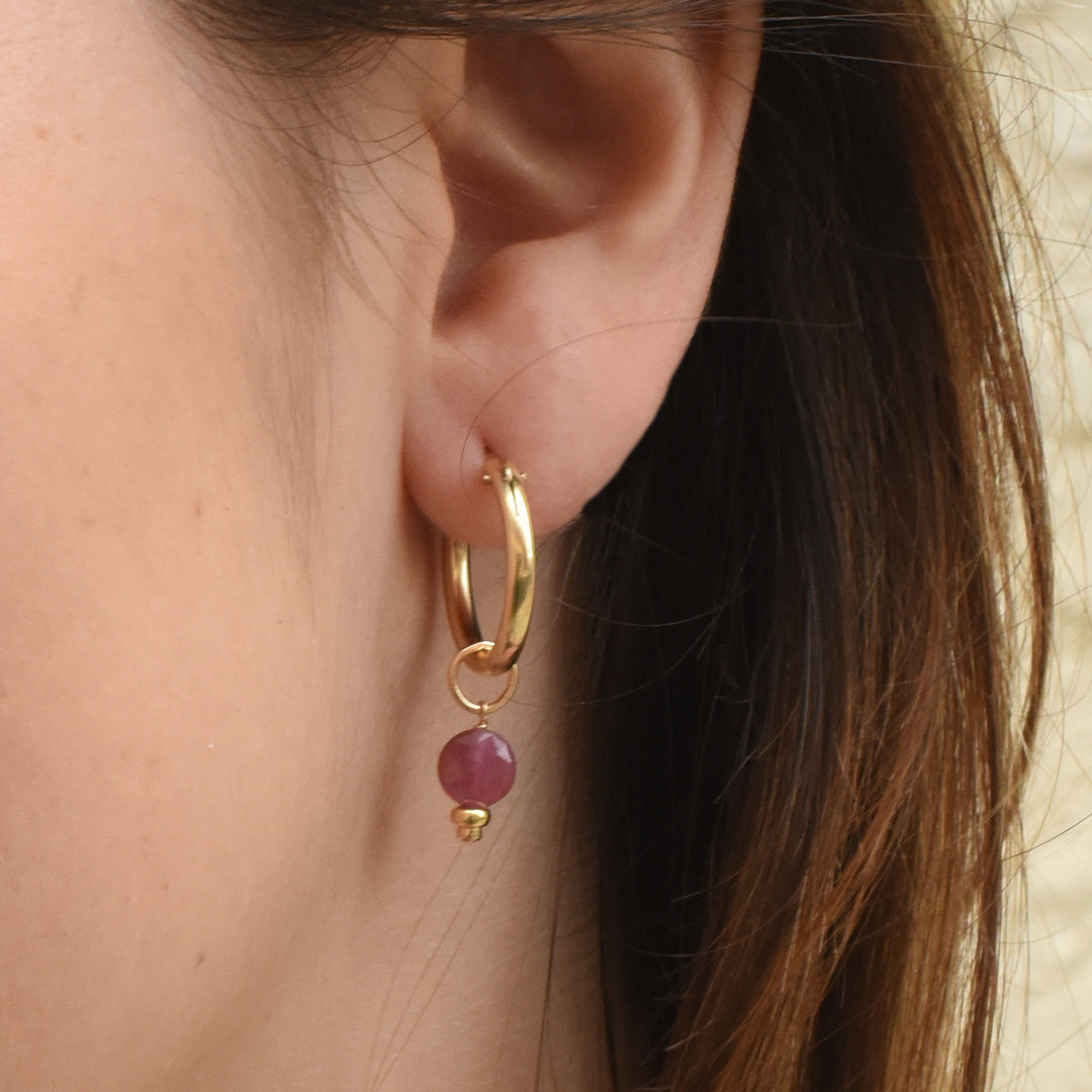 faceted birthstone coin charm - hoop earrings - valentshop.com