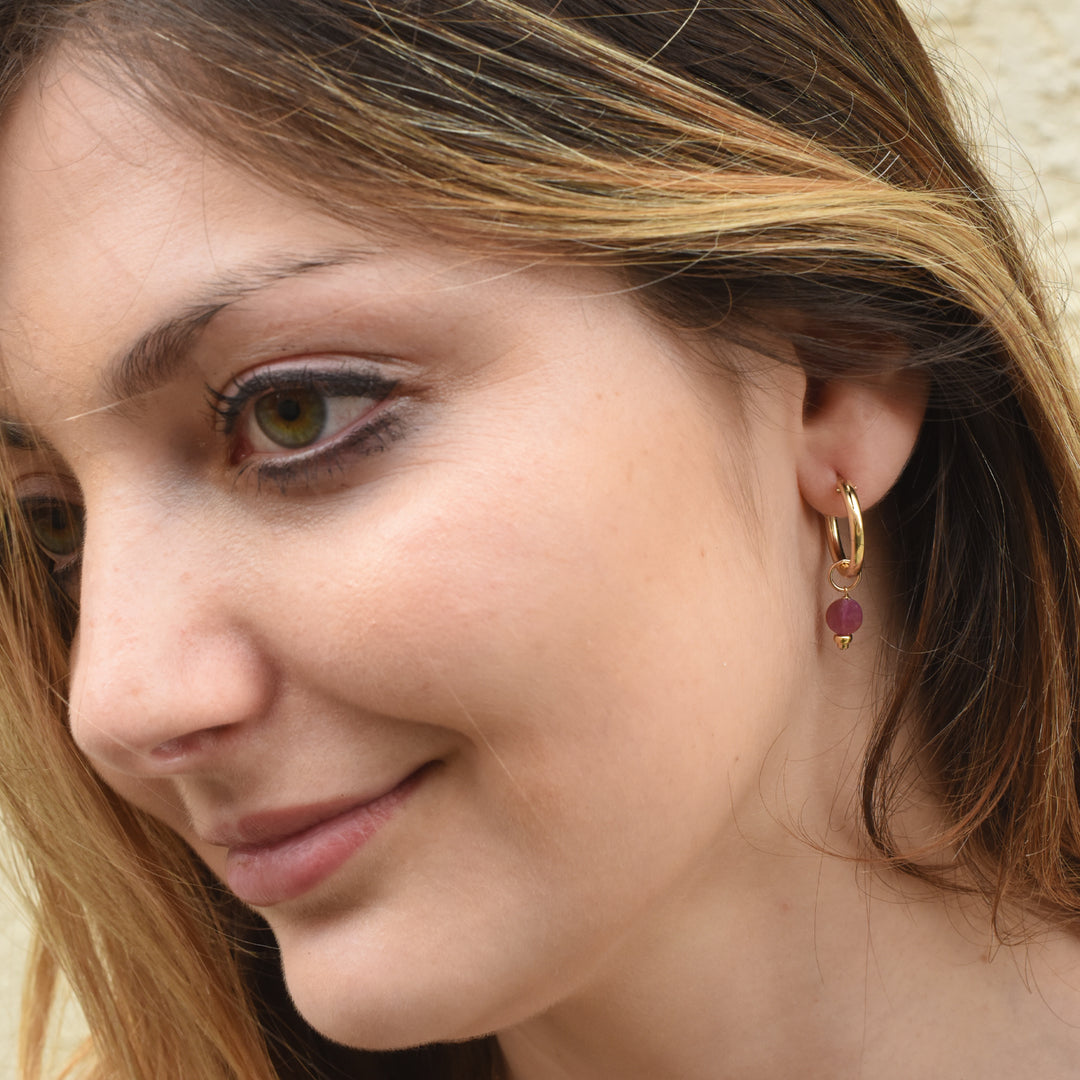 faceted birthstone coin charm - hoop earrings - valentshop.com