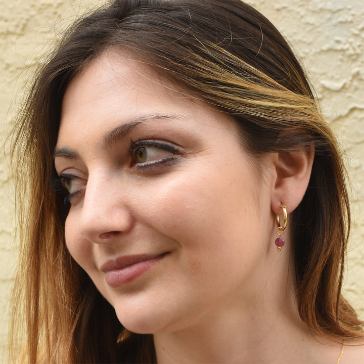 faceted birthstone coin charm - hoop earrings - valentshop.com