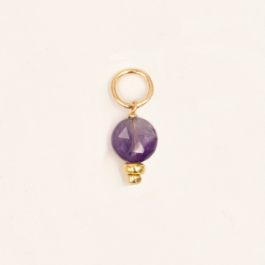 faceted birthstone coin charm - shepherd's hook earrings - valentshop.com