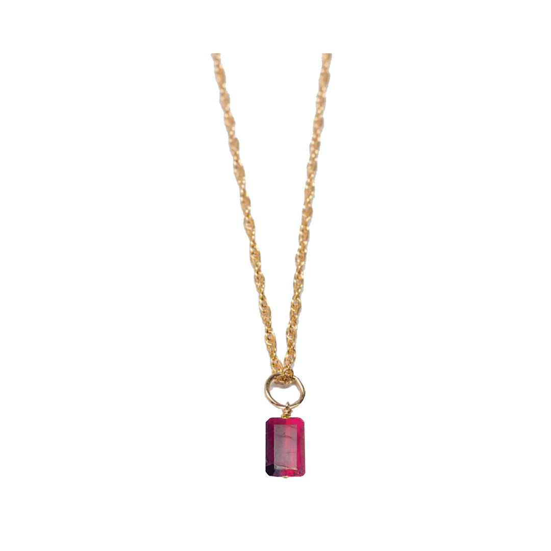 july - ruby - charm necklace - Valentshop Jewelry