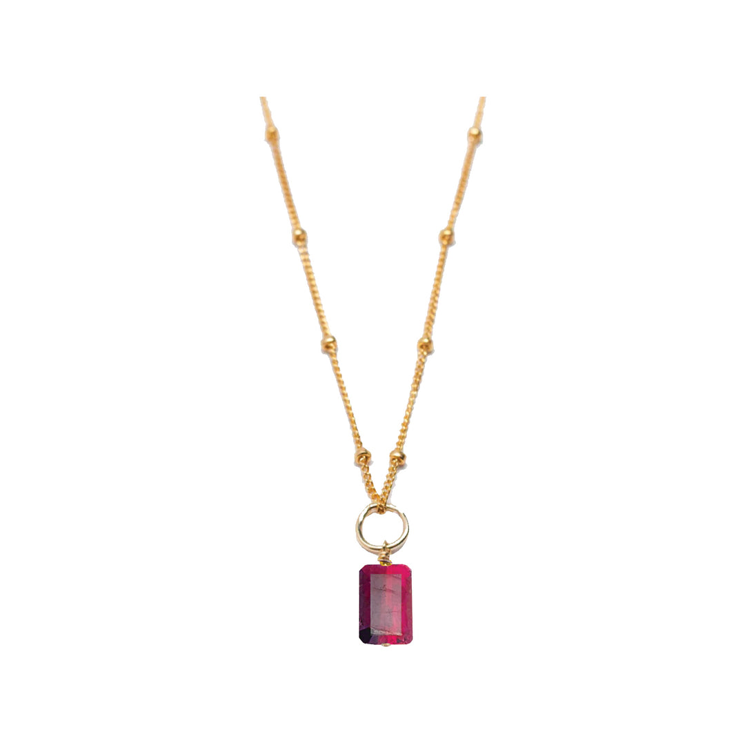 july - ruby - charm necklace - Valentshop Jewelry