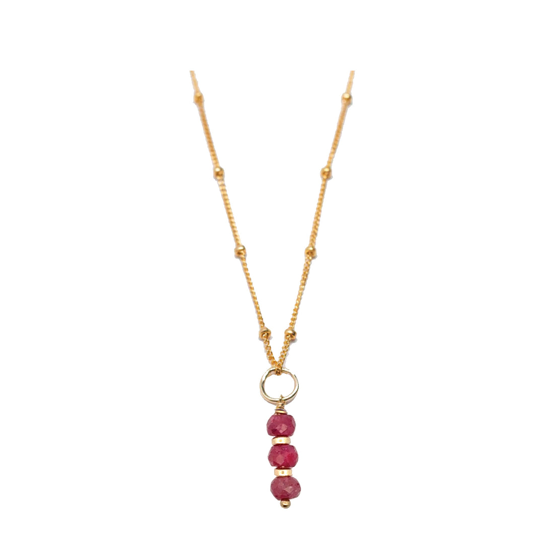 july - ruby - charm necklace - Valentshop Jewelry