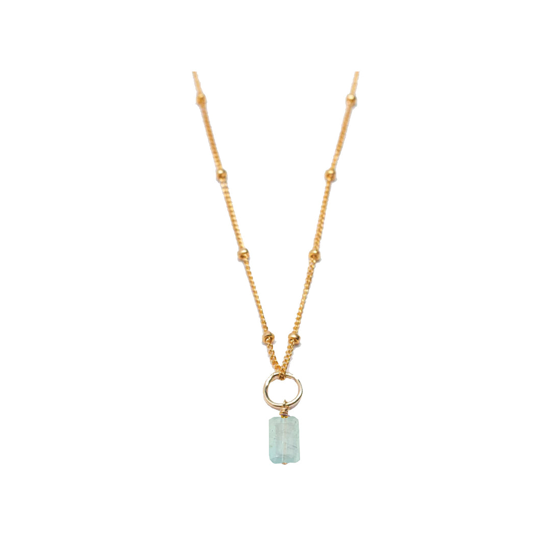 march - aquamarine - charm necklace - Valentshop Jewelry