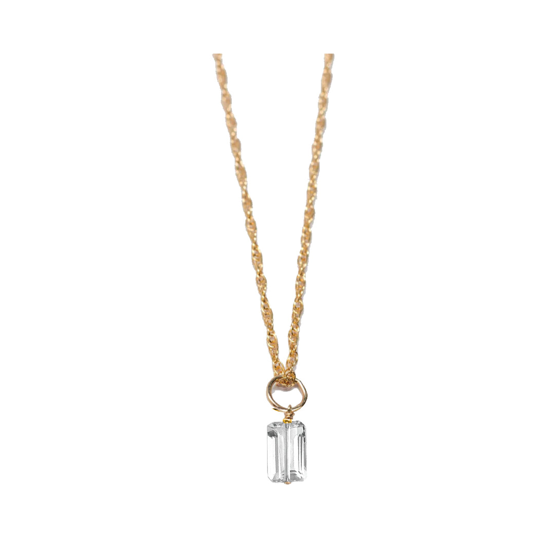 april - rock crystal - charm necklace - Valentshop Jewelry