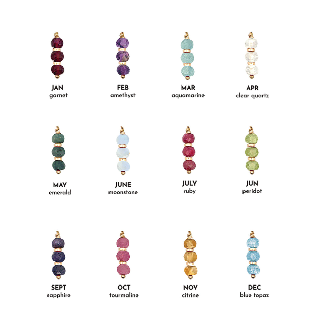 three-stone birthstone shimmer link bracelet - Valentshop Jewelry