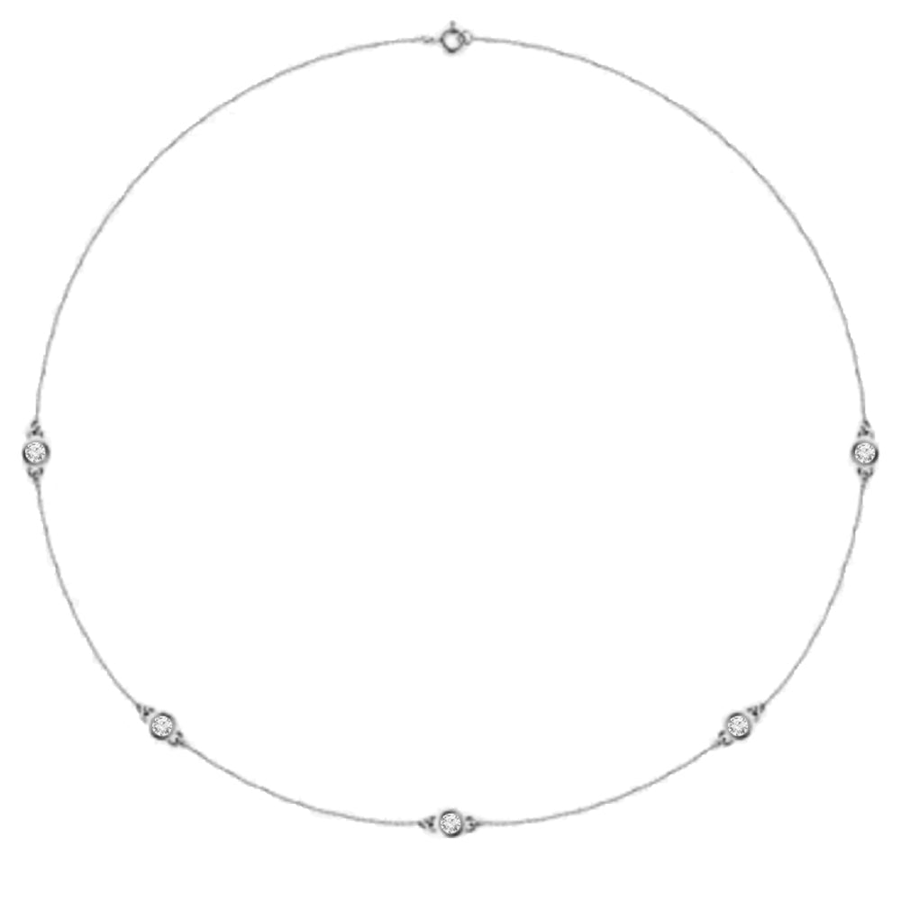 14K diamond 5 station bezel necklace - 1/4 ctw to 1 ctw - valentshop.com
