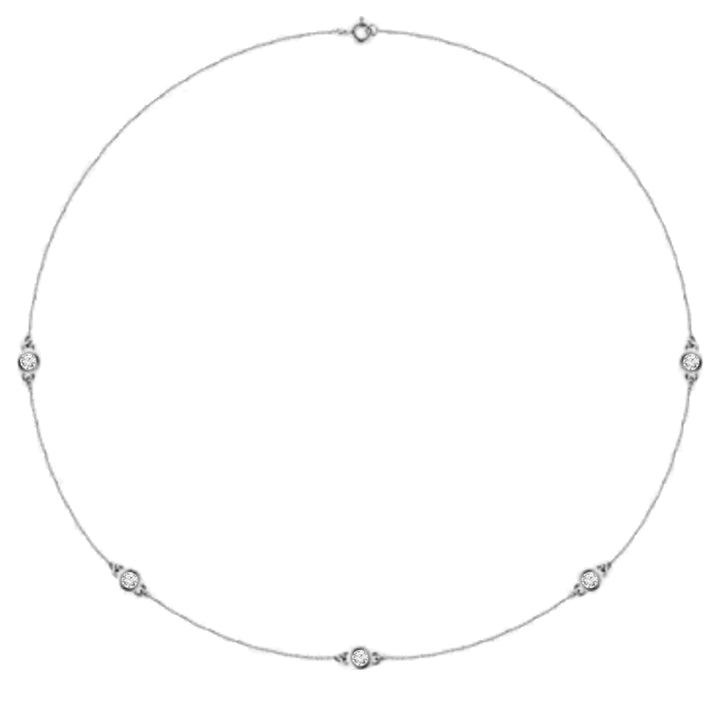 14K diamond 5 station bezel necklace - 1/4 ctw to 1 ctw - valentshop.com