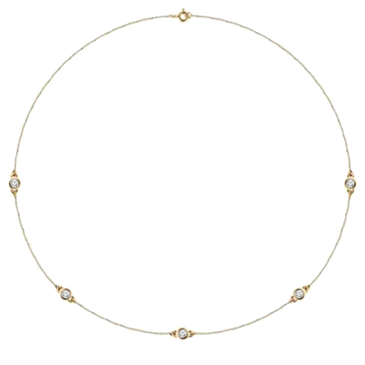 14K diamond 5 station bezel necklace - 1/4 ctw to 1 ctw - valentshop.com