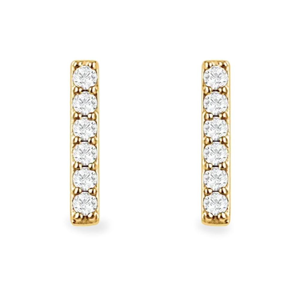 14K diamond 6-stone bar earrings - valentshop.com