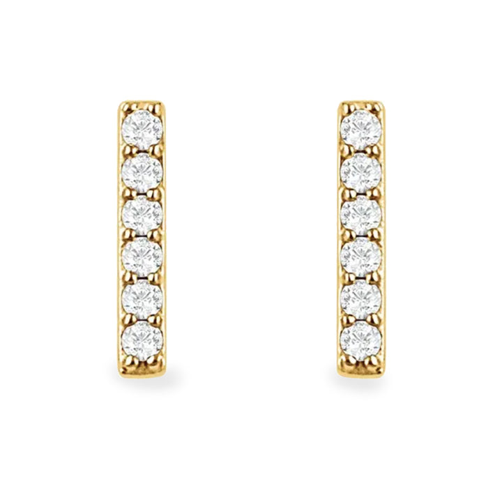 14K diamond 6-stone bar earrings - valentshop.com