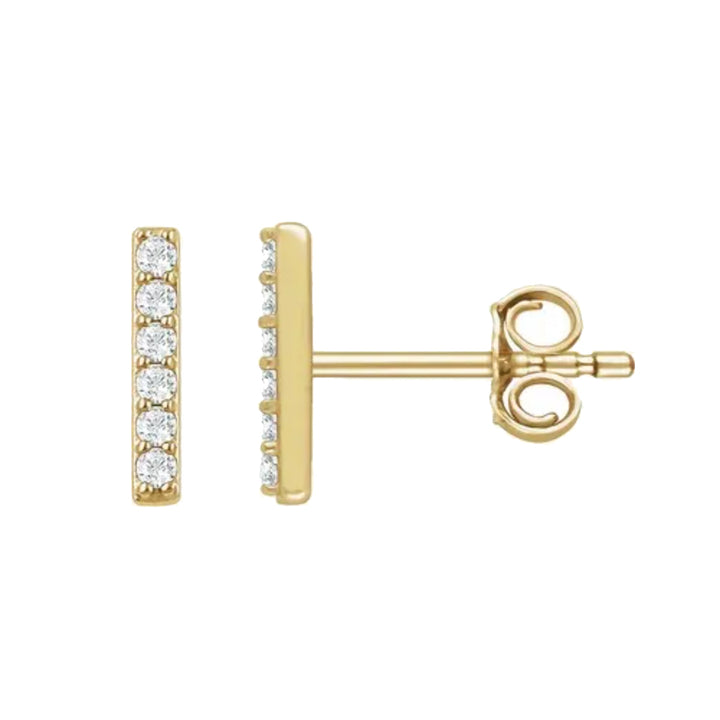 14K diamond 6-stone bar earrings - valentshop.com
