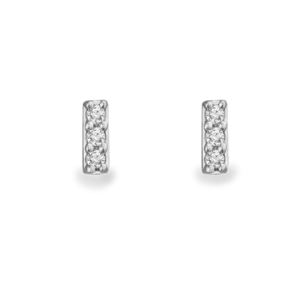 14K diamond 3-stone bar earrings - valentshop.com