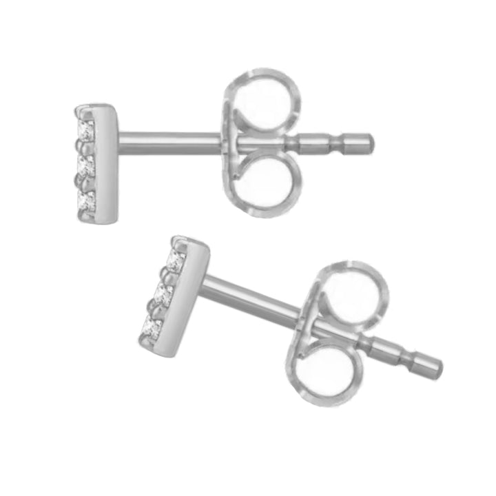 14K diamond 3-stone bar earrings - valentshop.com