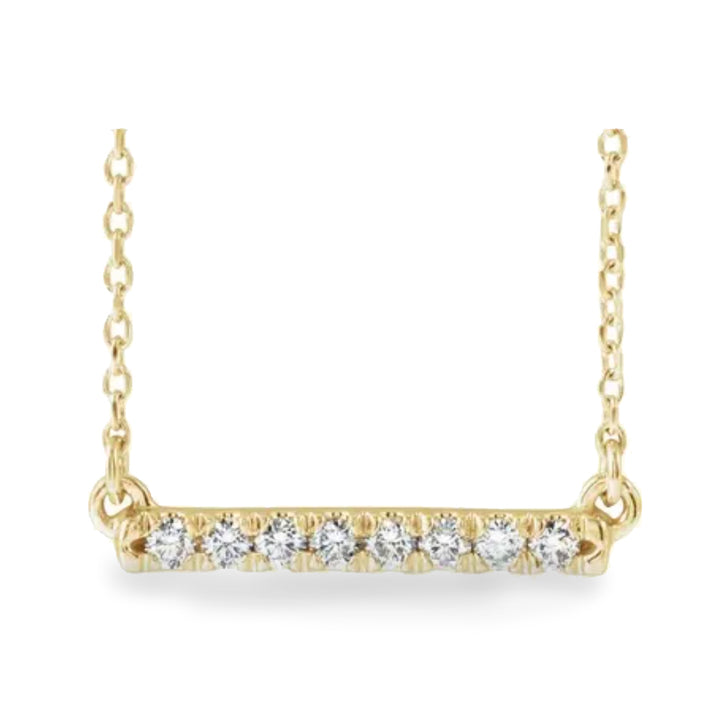 14K diamond classic bar necklace - 16" to 18" adjustable - valentshop.com