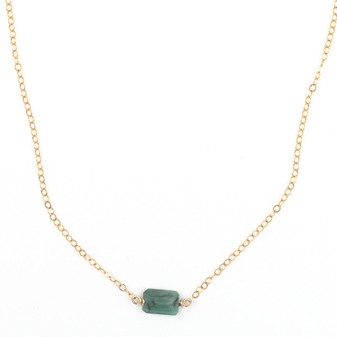 emerald east-west on classic cable necklace - Valentshop Jewelry