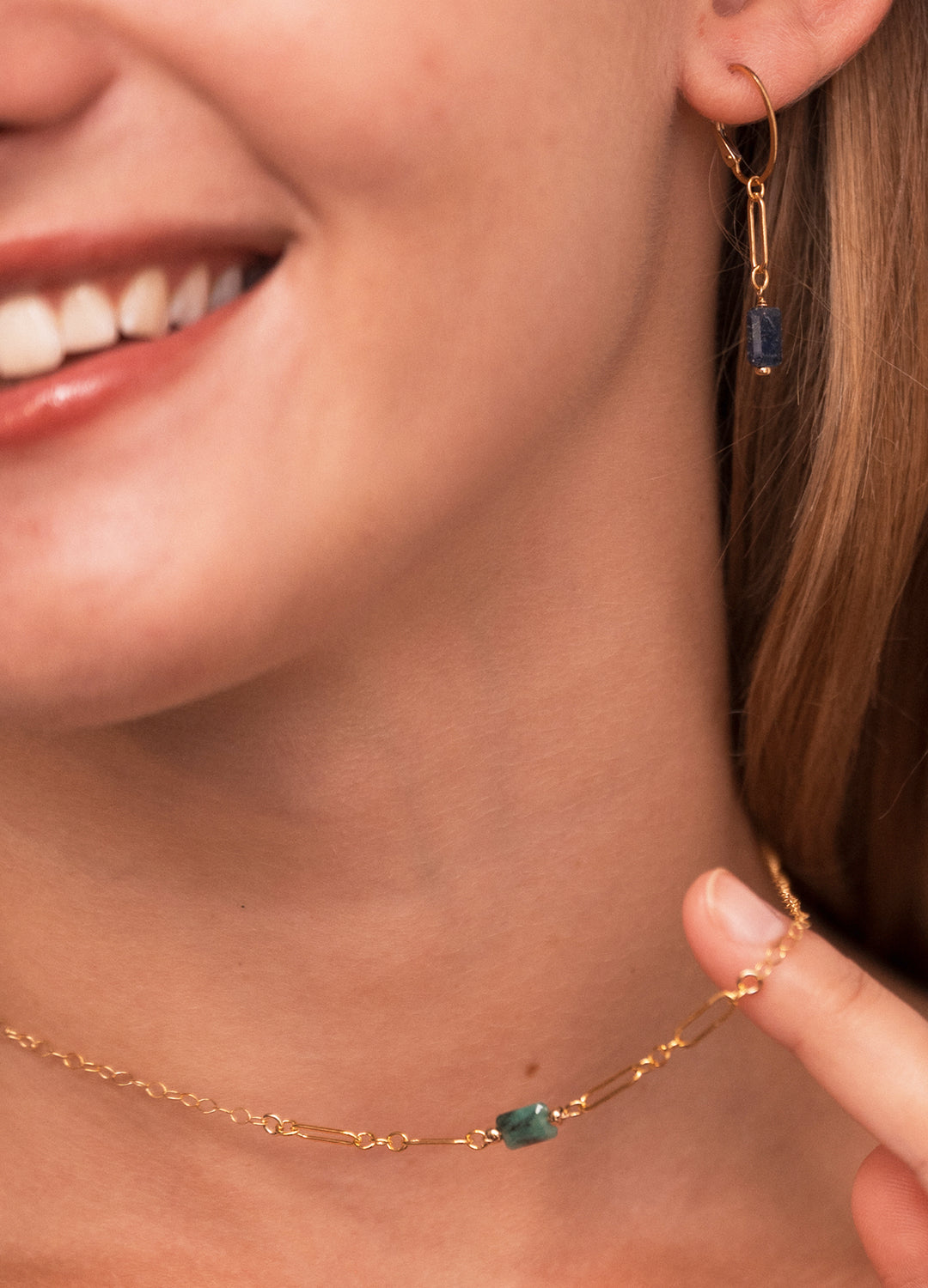 emerald rounded link necklace - Valentshop Jewelry