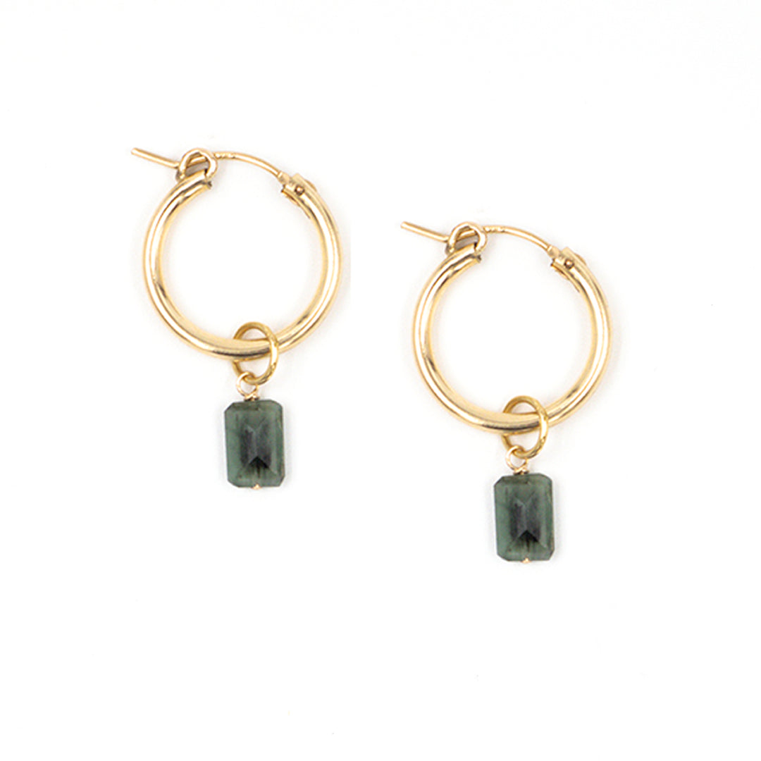 emerald drop hoop earrings - Valentshop Jewelry