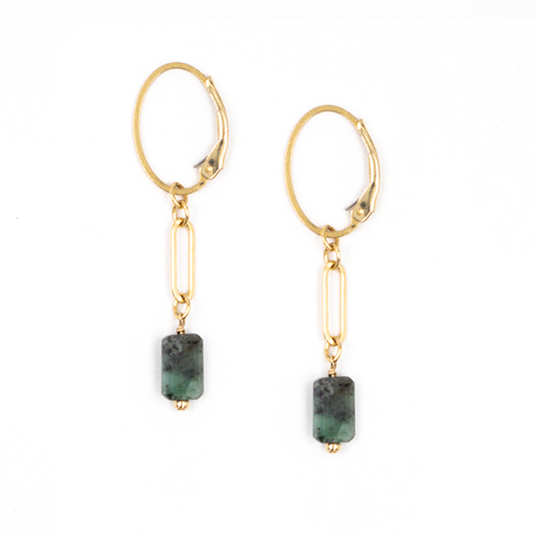 emerald clip chain drop earrings - Valentshop Jewelry