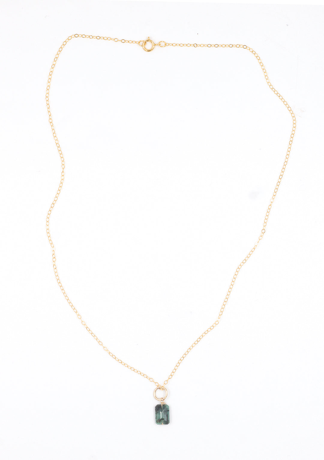 emerald baguette charm on classic cable necklace - Valentshop Jewelry