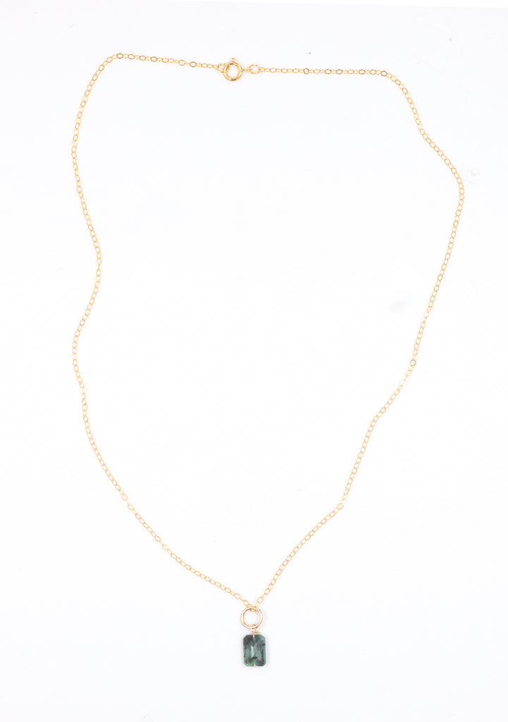 emerald baguette charm on classic cable necklace - Valentshop Jewelry