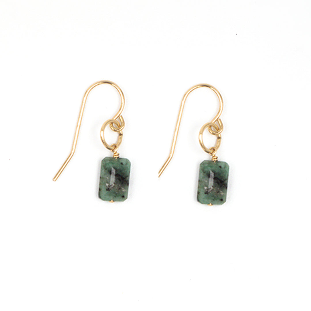 emerald drop fishwire earrings - Valentshop Jewelry
