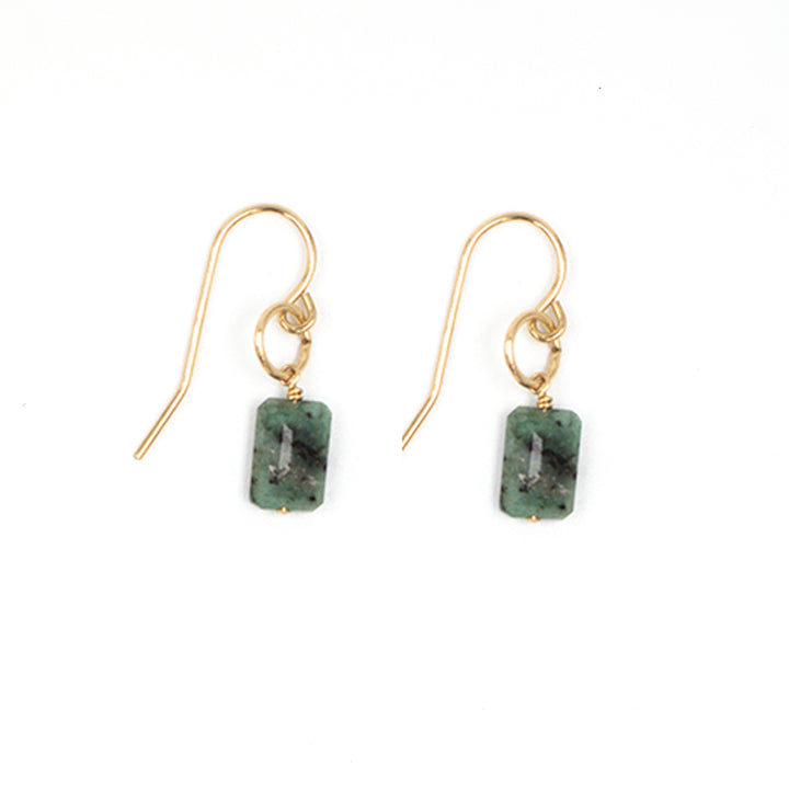 emerald drop fishwire earrings - Valentshop Jewelry
