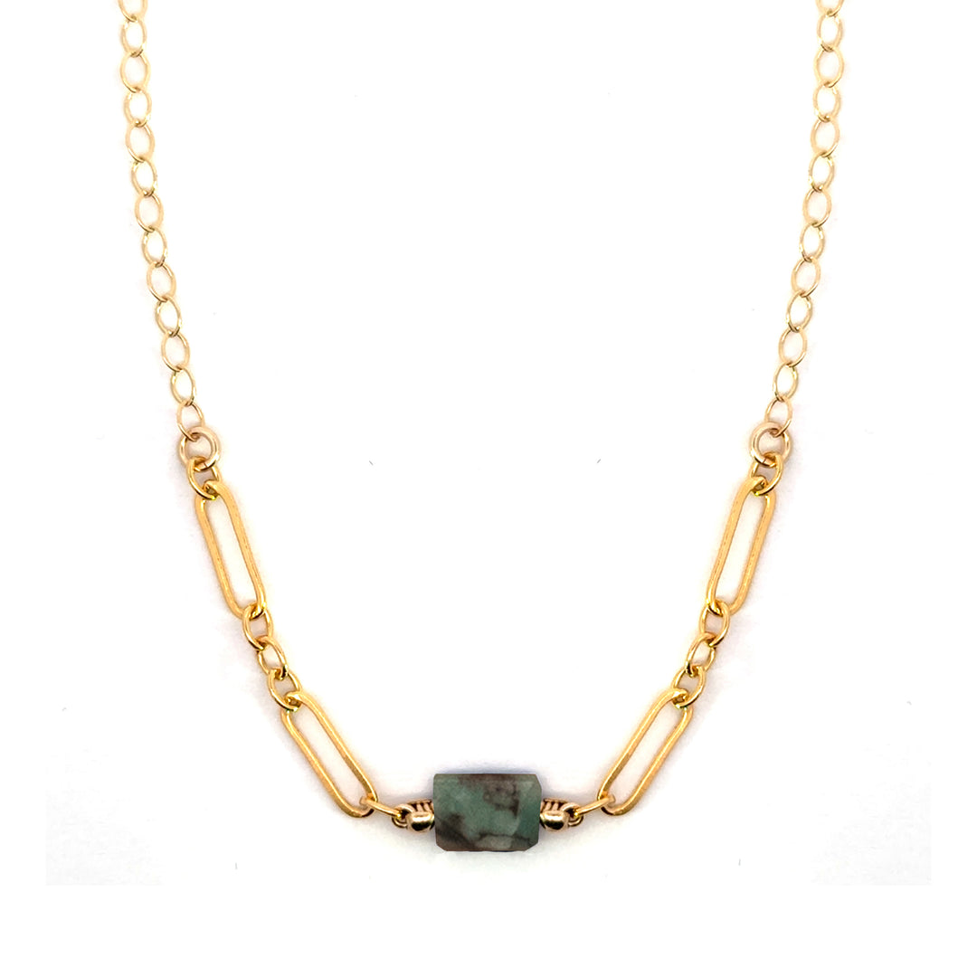 emerald rounded link necklace - Valentshop Jewelry