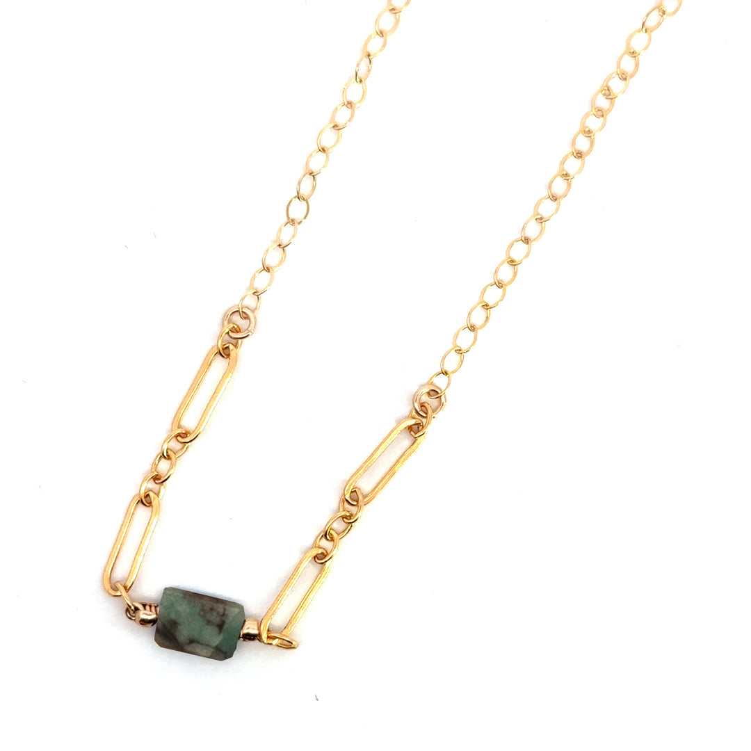 emerald rounded link necklace - Valentshop Jewelry