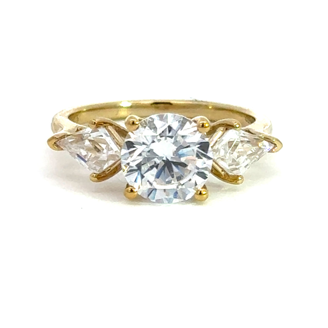 2.8 ctw round diamond three-stone kite with hidden halo engagement ring - Valentshop Jewelry