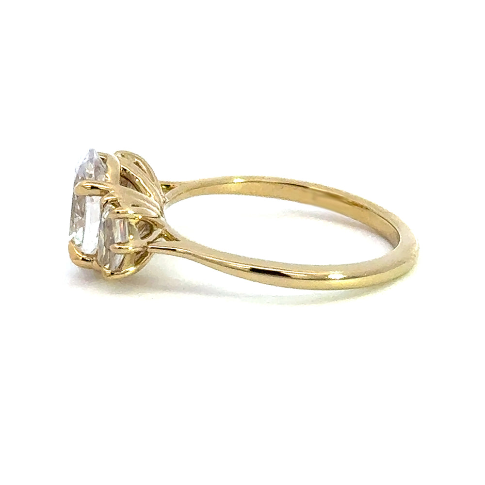 2.5 ctw oval diamond three-stone pentagon engagement ring - Valentshop Jewelry