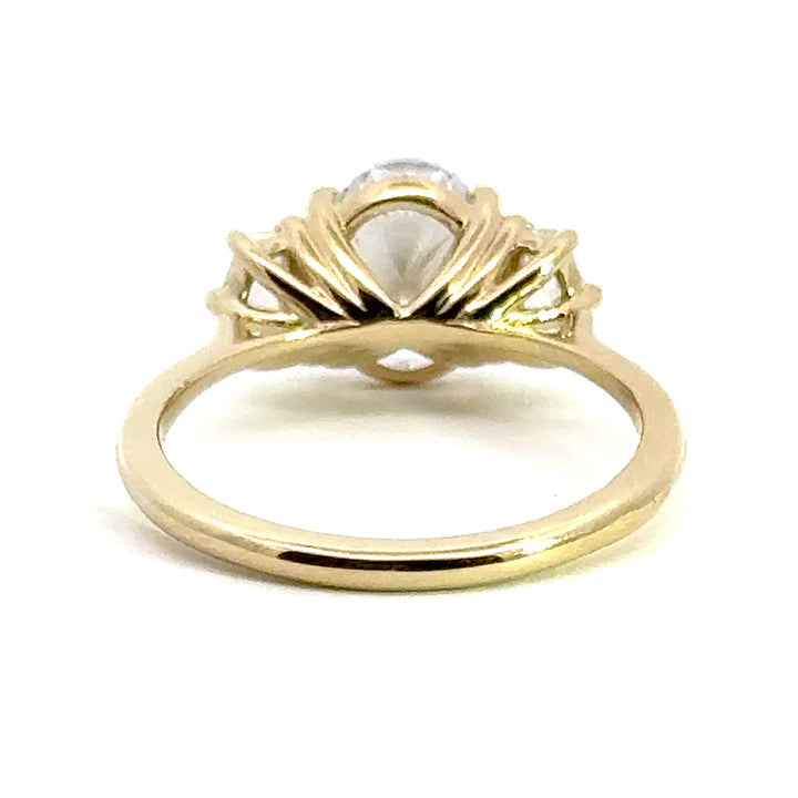 2.5 ctw oval diamond three-stone pentagon engagement ring - Valentshop Jewelry