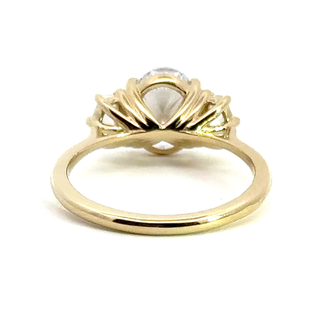 2.5 ctw oval diamond three-stone pentagon engagement ring - Valentshop Jewelry