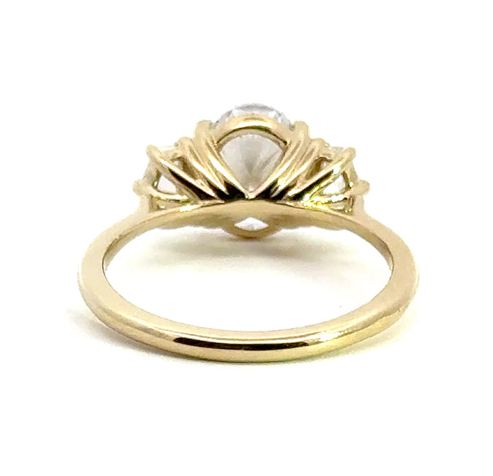 2.5 ctw oval diamond three-stone pentagon engagement ring - Valentshop Jewelry