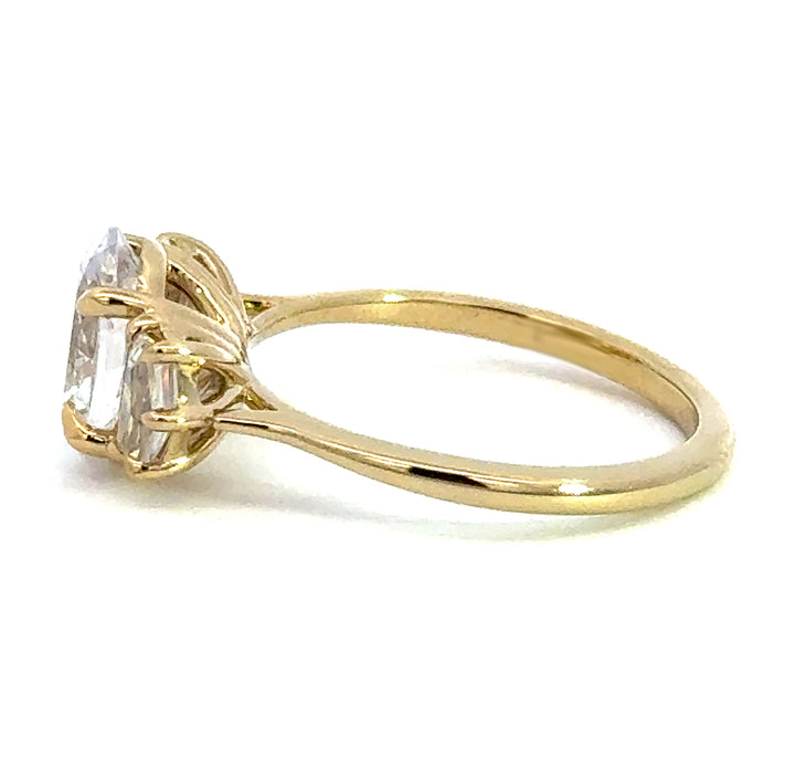 2.5 ctw oval diamond three-stone pentagon engagement ring - Valentshop Jewelry