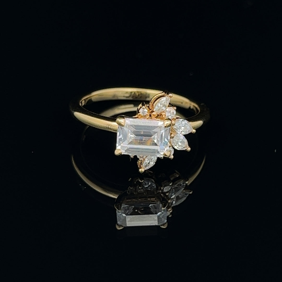 1 1/2 ctw emerald-cut diamond engagement ring with marquise diamond accents - valentshop.com
