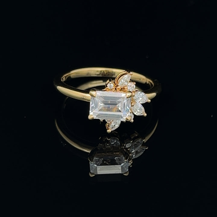 1 1/2 ctw emerald-cut diamond engagement ring with marquise diamond accents - valentshop.com