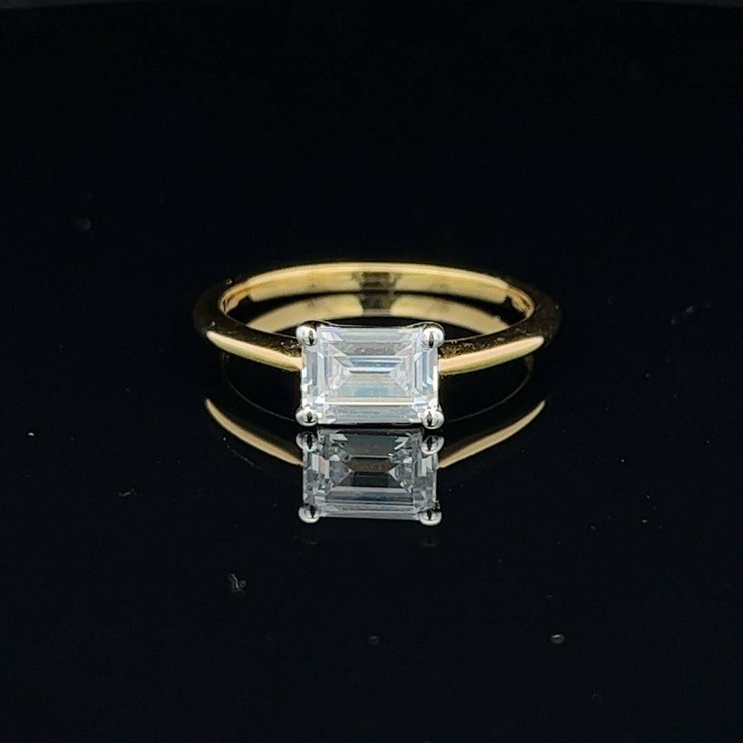 1 ctw east-west emerald-cut diamond engagement ring - valentshop.com