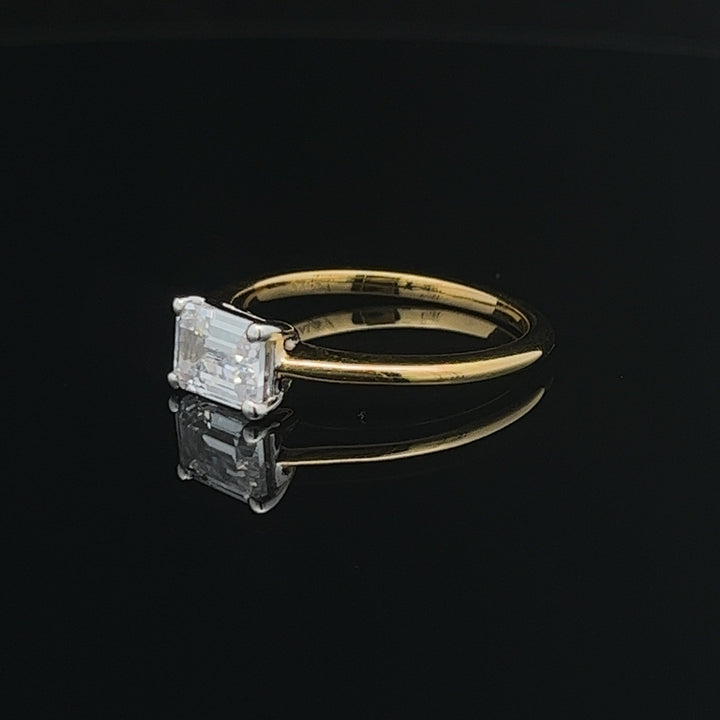 1 ctw east-west emerald-cut diamond engagement ring - valentshop.com