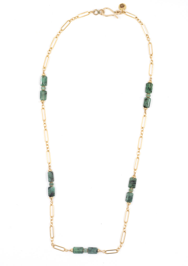 emerald five-station deco necklace - Valentshop Jewelry
