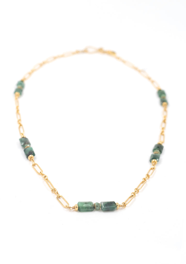 emerald five-station deco necklace - Valentshop Jewelry