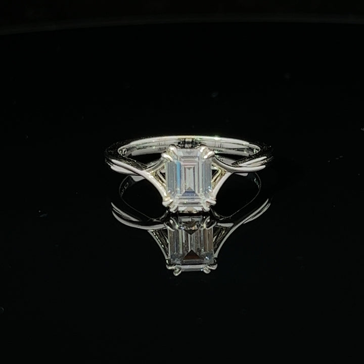 1 ctw double claw emerald-cut diamond engagement ring - valentshop.com