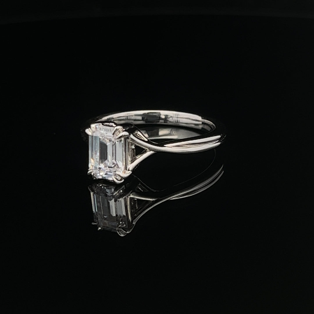 1 ctw double claw emerald-cut diamond engagement ring - valentshop.com