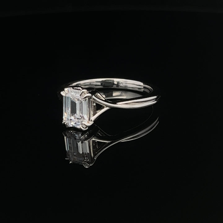 1 ctw double claw emerald-cut diamond engagement ring - valentshop.com
