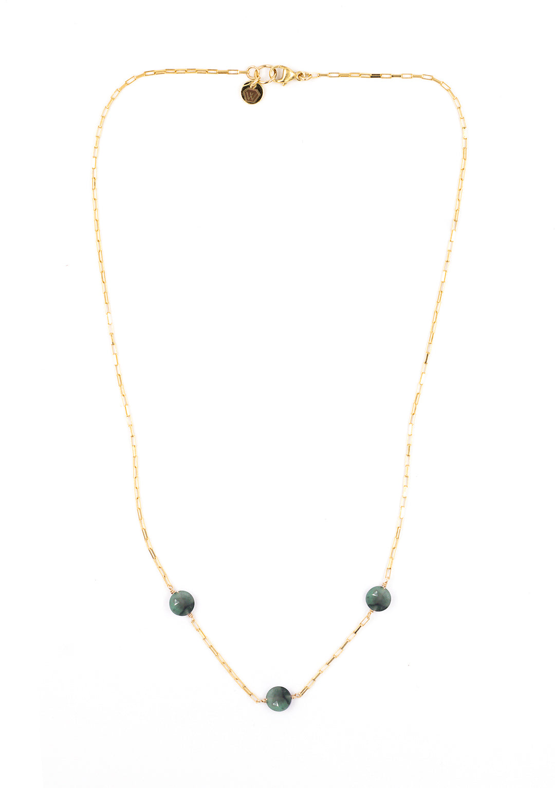 emerald 3-stone coin necklace - Valentshop Jewelry
