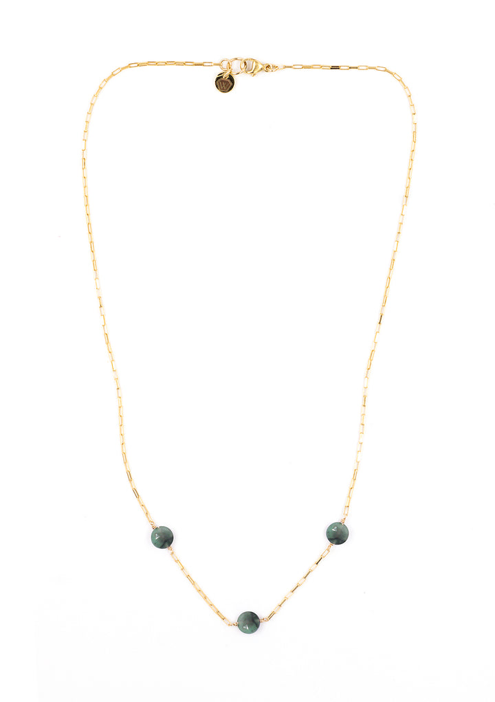 emerald 3-stone coin necklace - Valentshop Jewelry