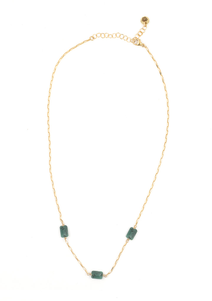 emerald 3-stone baguette necklace - Valentshop Jewelry